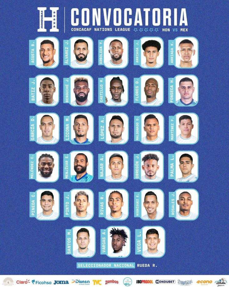 La convocatoria oficial de la Selección de Honduras para enfrentarse a México el 15 de noviembre en el Estadio Morazán y el 19 en el Estadio Nemesio Díez de Toluca. 