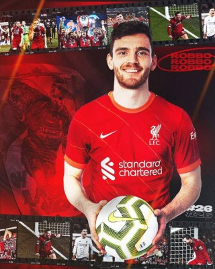 El lateral izquierdo escocés Andy Robertson renovó su contrato con el Liverpool. El club informa de una renovación 'a largo plazo' sin más precisiones pero, según la prensa, el internacional de 27 años se comprometió hasta 2026. Foto Twitter Liverpool.
