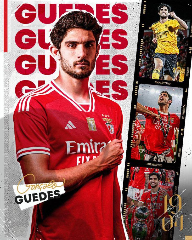 El delantero portugués Gonçalo Guedes, ex jugador del Valencia, será nuevamente cedido por el Wolverhampton al Benfica, club en el que se formó y al que regresó la pasada temporada, anunció este martes el campeón portugués.