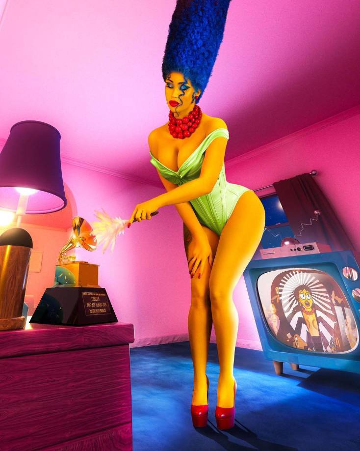 La rapera Cardi B se puso muy sexi luciendo como Marge Simpson, un icónico personaje de la televisión estadounidense.