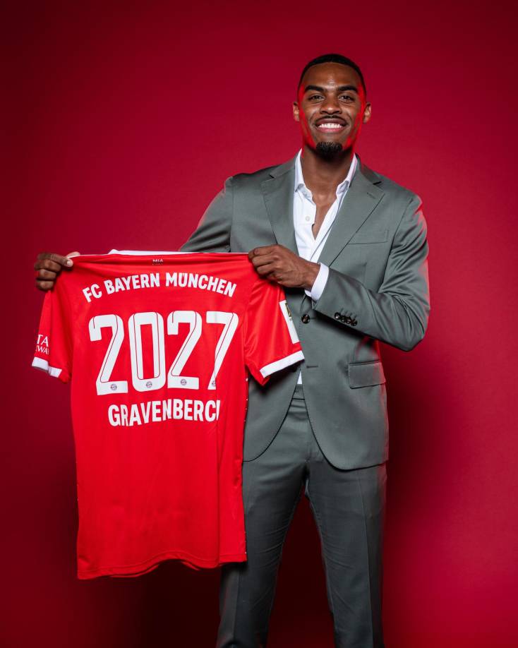 El Bayern Múnich confirmó la firma del volante neerlandés Ryan Gravenberch, el segundo jugador procedente del Ajax que llega al gigante bávaro para la próxima temporada, con un contrato de cinco años. ”Cuando se presentó la oferta del Bayern no tuve que pensarlo mucho. El Bayern es uno de los clubes más grandes. Vengo a Múnich para ganar muchos títulos”, dijo el jugador.Según varios medios, el Bayern pagará al Ajax una suma inicial de 18,5 millones de euros (19,3 millones de dólares), a la que podrían añadirse 5,5 millones de euros (sobre 5,75 millones de dólares) en variables.