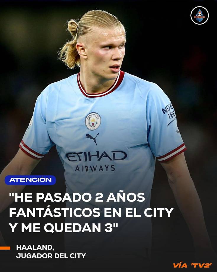 Tras el fichaje de Mbappé por el Real Madrid, Erling Haaland ha sorprendido y ha soltado un bombazo al hablar sobre su futuro: “He pasado 2 años fantásticos en el Manchester City y me quedan otros 3. Es lo único que puedo decir”.