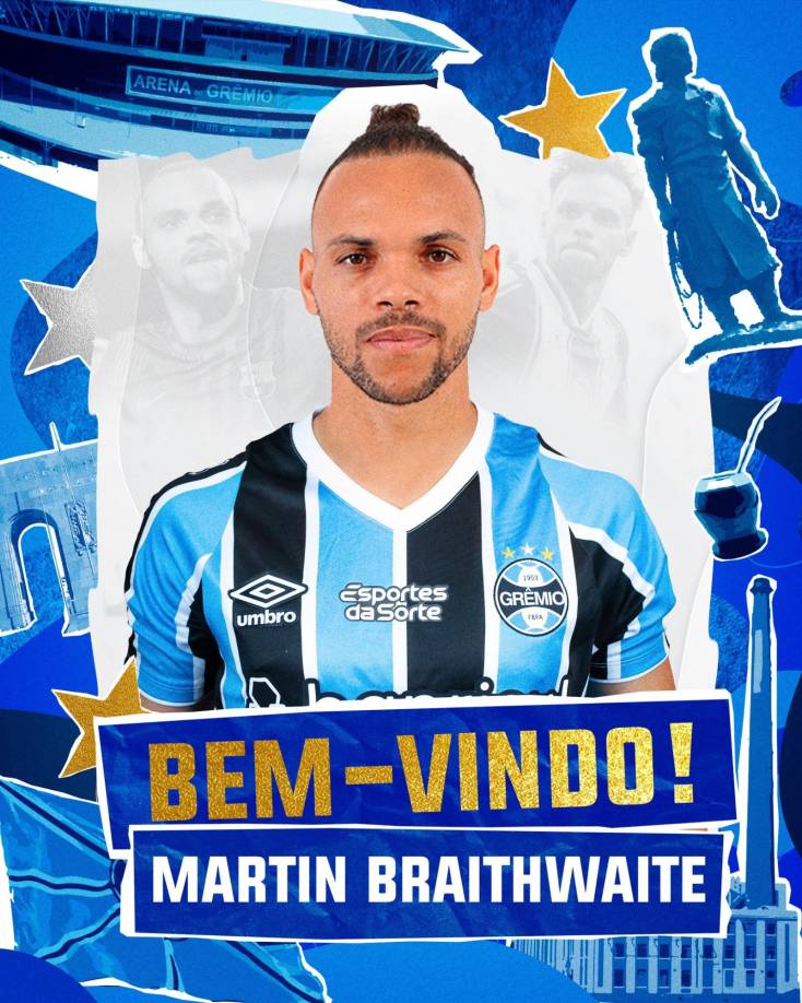 OFICIAL / Tras rescindir su contrato con el Espanyol, el delantero Martin Braithwaite finalmente fue anunciado por el Gremio de Brasil.