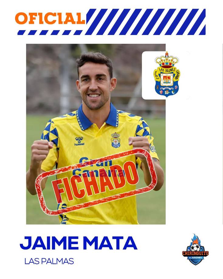La UD Las Palmas ha anunciado este jueves el fichaje del delantero Jaime Mata para la próxima temporada 2024-2025, con opción a una más. El atacante madrileño, de 35 años, llega libre al conjunto amarillo procedente del Getafe, club en el que ha militado durante las seis últimas campañas.