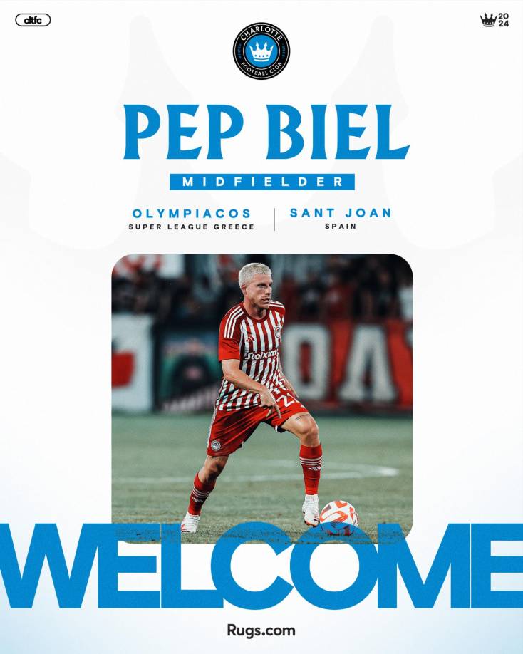 OFICIAL / Pep Biel sale del Olympiacos para jugar en el Charlotte FC de la MLS.