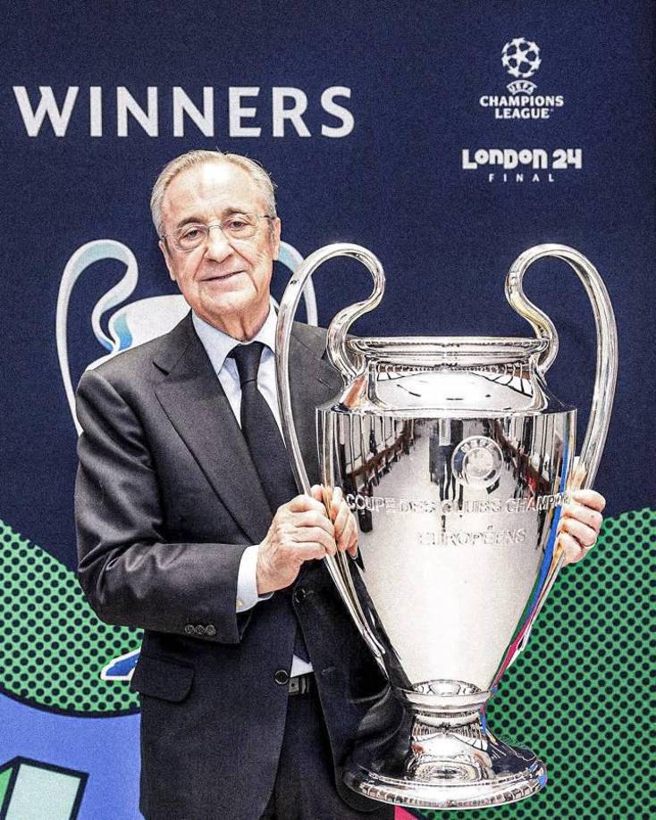 Florentino Pérez es el presidente más ganador en la historia del Real Madrid y celebró una nueva Champions League.