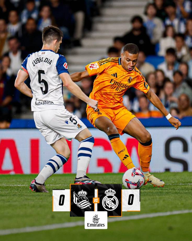 En el primer tiempo Real Madrid se salvó y el partido se fue al descanso en un empate sin goles. 