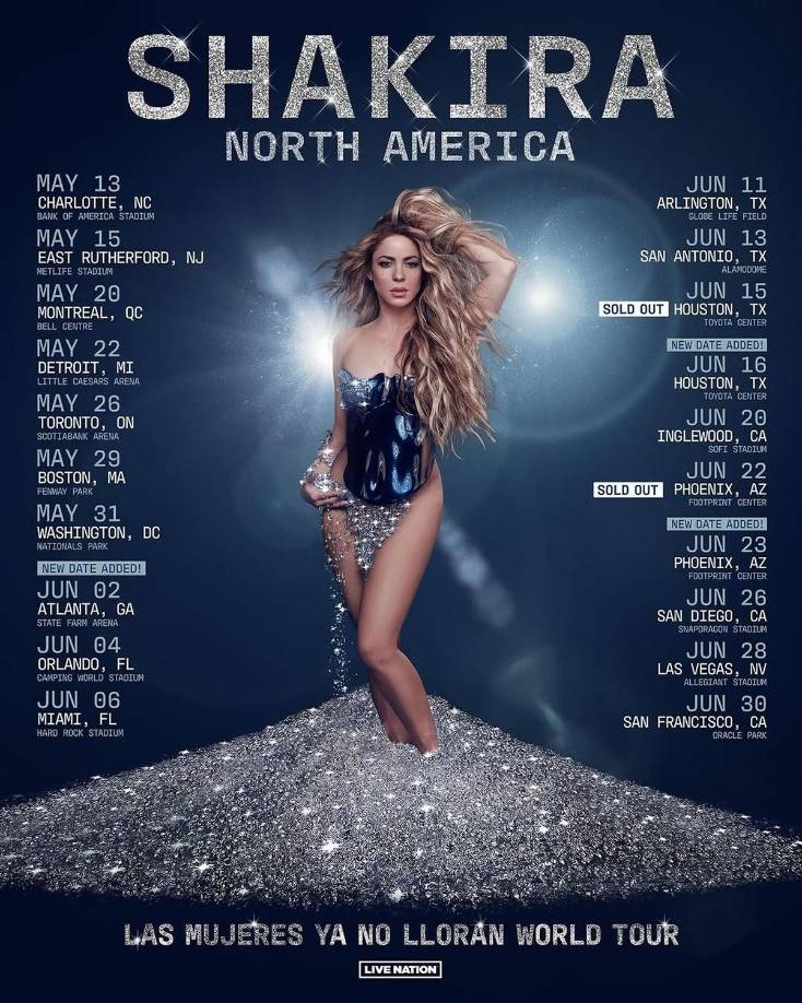 El motivo de esa decisión es que la artista colombiana se centrará en su próxima gira mundial “Las mujeres ya no lloran World Tour”, la cual empezará el 11 de febrero en Río de Janeiro. Un tour que le llevará por todo Suramérica desde el mes de febrero hasta finales de marzo y a viajar por todos los Estados Unidos desde mitad de mayo hasta final de junio.