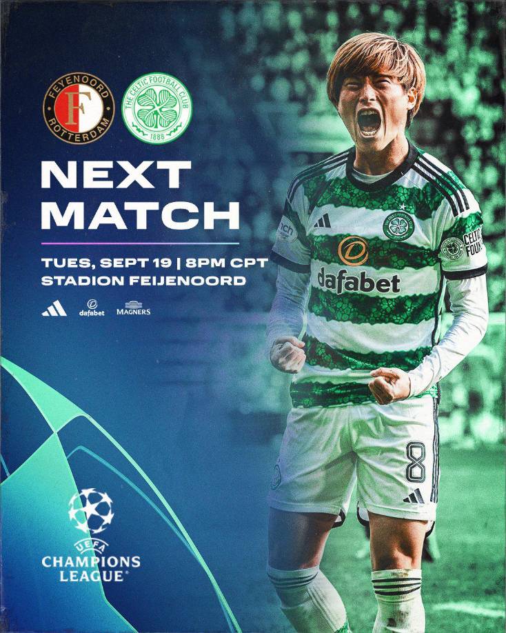 El partido entre el Feyenoord y el Celtic por la fecha 1 de la Champions League 2023-2024 se disputará este martes 19 de septiembre a la 1:00 PM (Hora hondureña).
