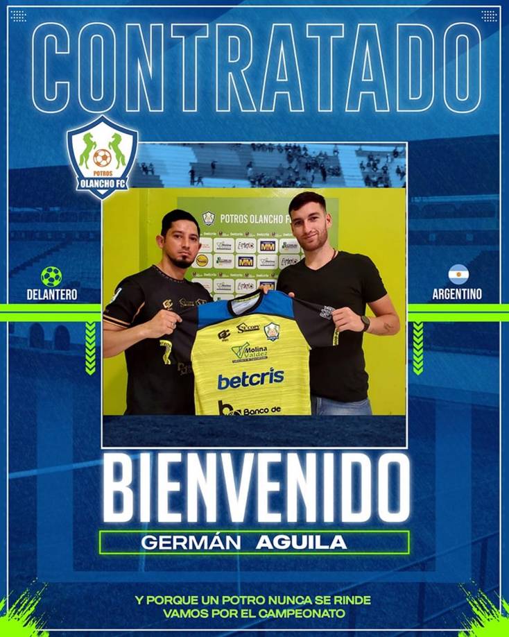 El Olancho FC oficializó y presentó al delantero argentino Germán Aguila, quien procedente de la tercera división de su país.