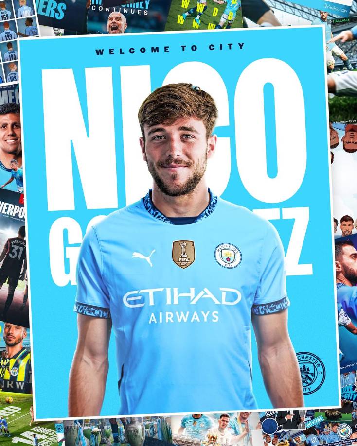 El Manchester City confirmó este lunes el fichaje del español Nico González, procedente del Porto, a cambio de 60 millones de euros y con un contrato hasta 2029. El jugador salió del Barcelona rumbo a Portugal y el club azulgrana se guardó un 40 por ciento de una futura venta, por ello recibirá 20 millones de euros.