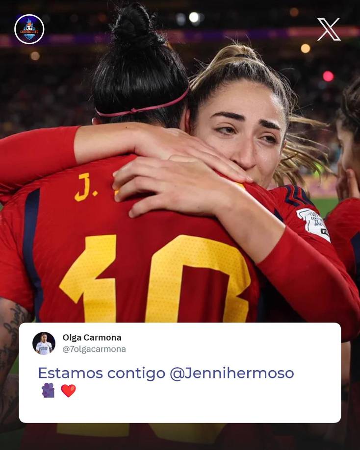 Olga Carmona, la jugadora que marcó el gol para el título mundial de la Selección de España, también mostró su apoyo a Jenni Hermoso.