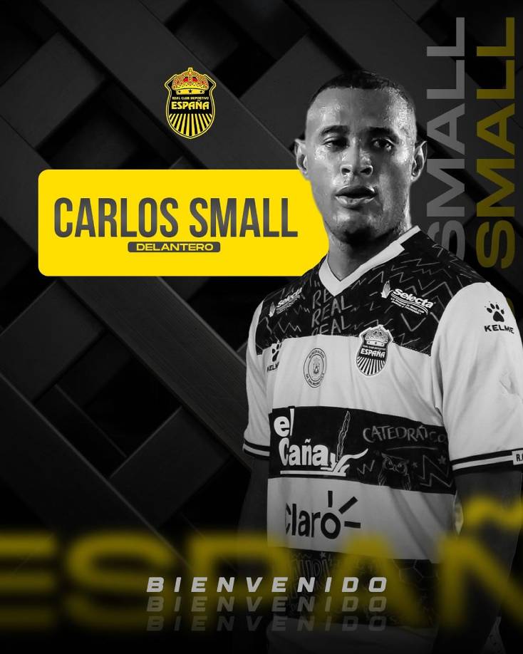 Carlos Small - El delantero panameño se convierte en el quinto fichaje del Real España para el Torneo Clausura 2024. El jugador de 28 años de edad llega procedente del Club Atlético Independiente de La Chorrera de su país, con quienes pudo marcar 16 goles en 31 partidos. Jugará en la Máquina a préstamo con opción a compra.
