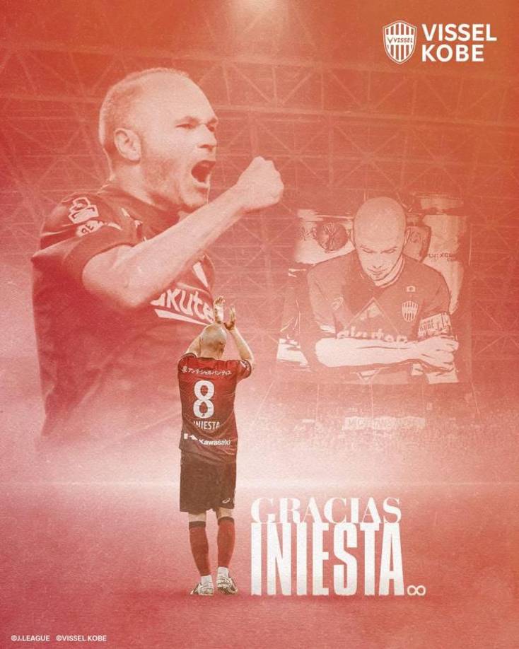 “Iniesta, que estuvo en el Vissel Kobe de 2018 a 2023, ha anunciado su retirada. ¡Gracias por venir a Kobe! Y muchas gracias por su arduo trabajo durante sus 22 años de servicio activo”, fueron las palabras del equipo japonés.