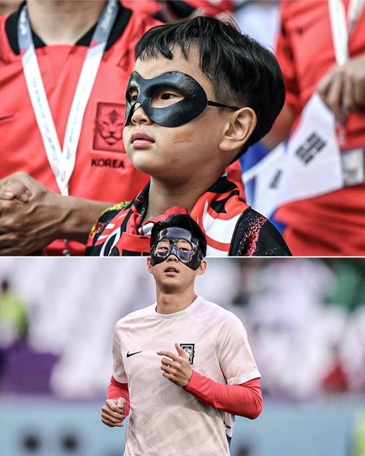 Son Heung-Min se presentó al partido con una máscara protectora por un golpe que sufrió en el Tottenham y muchos aficionados surcoreanos llegaron a apoyarlo con antifaces.