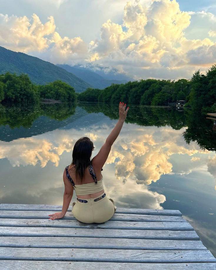Cristina disfrutó un precioso atardecer en la Laguna de Guaimoreto