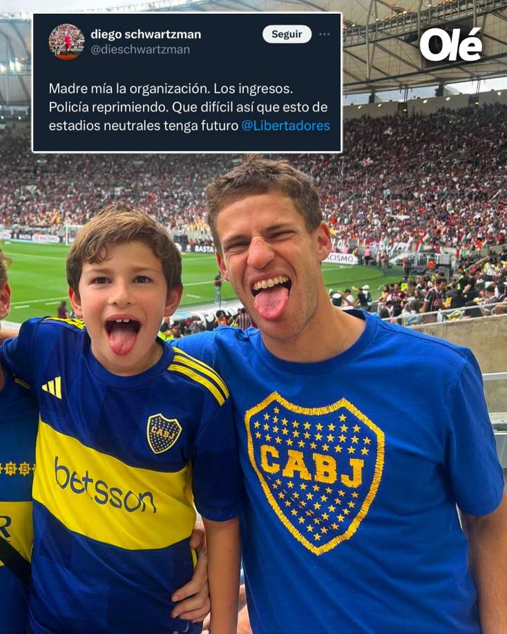El tenista argentino Diego Schwartzman, hincha de Boca Juniors. mostró su enfado en el estadio Maracaná por el relajo en el operativo para el ingreso al escenario.
