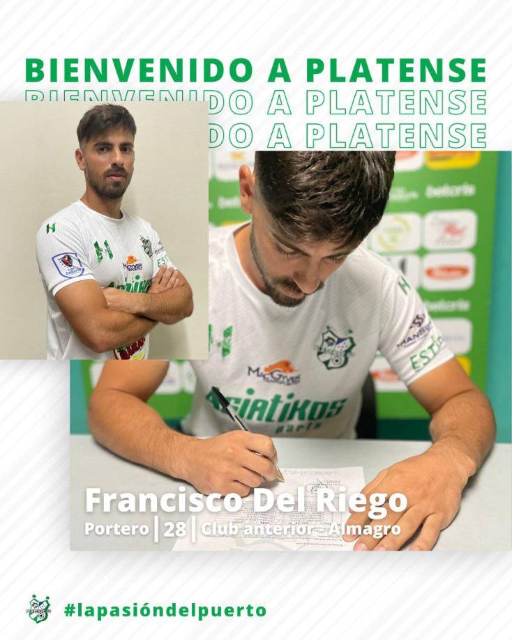 El Platense confirmó la contratación de otro portero. Se trata del argentino Francisco del Riego, de 28 años y que llega procedente del Almagro de su país.