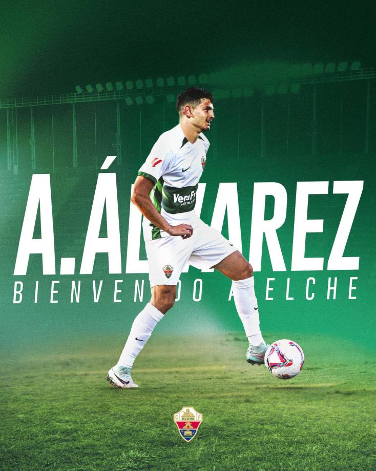 OFICIAL / Agustín Álvarez Martínez fue presentado como nuevo futbolista de Elche de la segunda división de España. Llega como cedido por parte del Sassuolo hasta final de temporada.