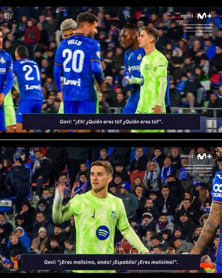 Gavi trató de provocar a Yellu, como recogen las cámaras de Movistar Plus, con un mensaje claro de desprecio: “¿Quién eres tú, quién eres tú?” le soltó en tono sarcástico. A continuación, el azulgrana siguió con su ataque dialéctico: “Eres malísimo, espabila nada, eres malísimo”, le soltó.