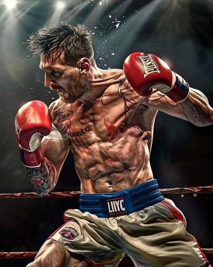 Lionel Messi siendo boxeador gracias a la Inteligencia Artificial, IA.
