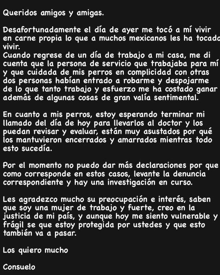 Horas después subió un comunicado oficial que dejó fijo en su cuenta Instagram.