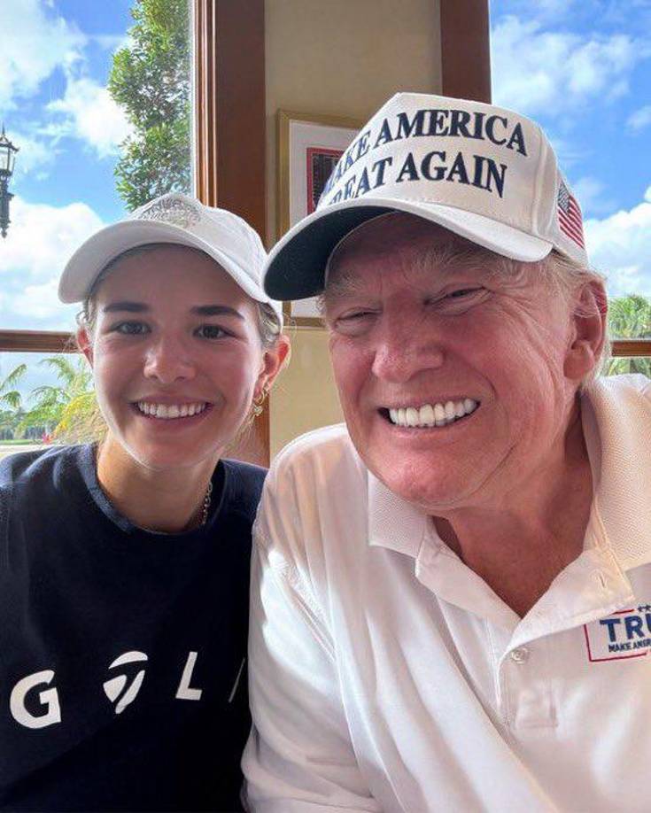 La joven divulgó imágenes junto al presidente electo de Estados Unidos que pasó el fin de semana jugando golf con su familia.