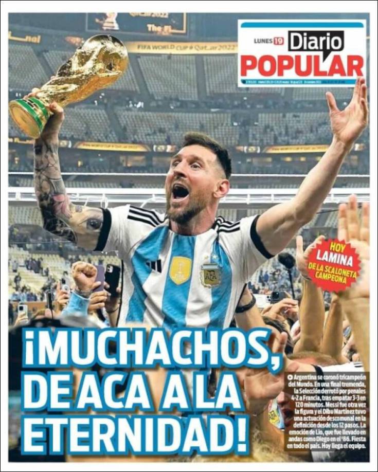 Portadas: Inmortalizan a Messi tras consagración en Qatar