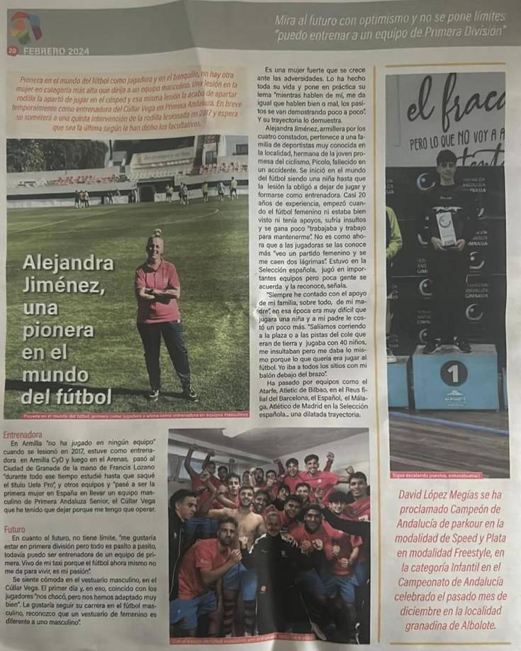 Alejandra Jiménez ha destacado en varios reportajes de diarios españoles como una de las “pioneras” del fútbol femenino.