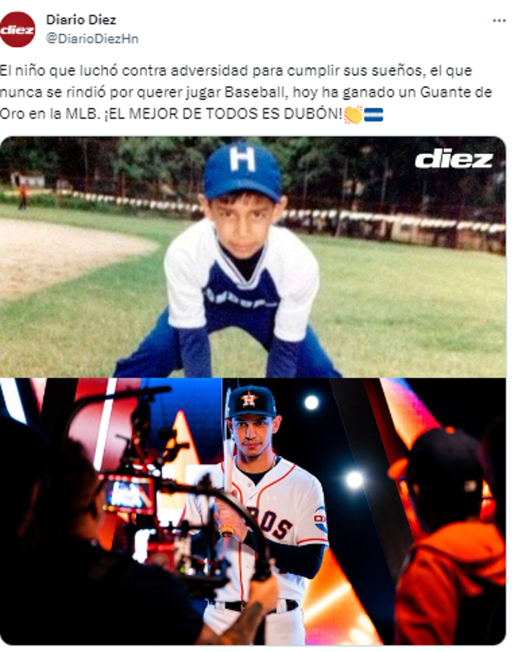 El mensaje de Diario DIEZ a Dubón: “El niño que luchó contra adversidad para cumplir sus sueños, el que nunca se rindió por querer jugar Baseball”.