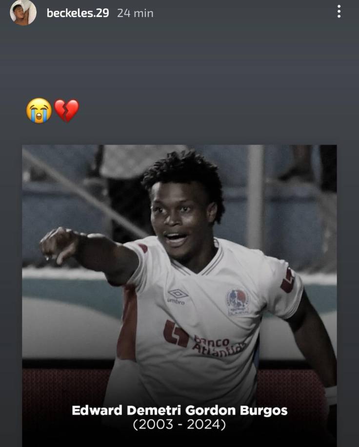 Brayan Beckeles también se hizo presente con la noticia y con emojis de tristeza y un corazón roto.