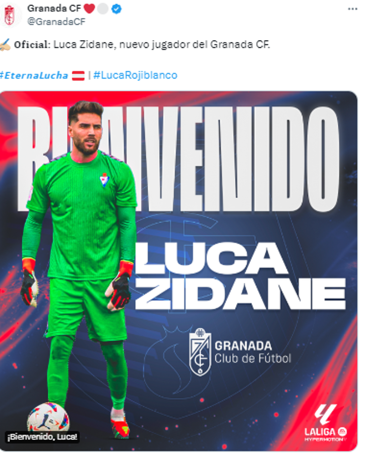 OFICIAL/ El guardameta, Luca Zidane, se convirtió en nuevo fichaje del Granaada de la Liga Española. Dejó al Eibar y formó parte de la plantilla del Real Madrid hace unos años.