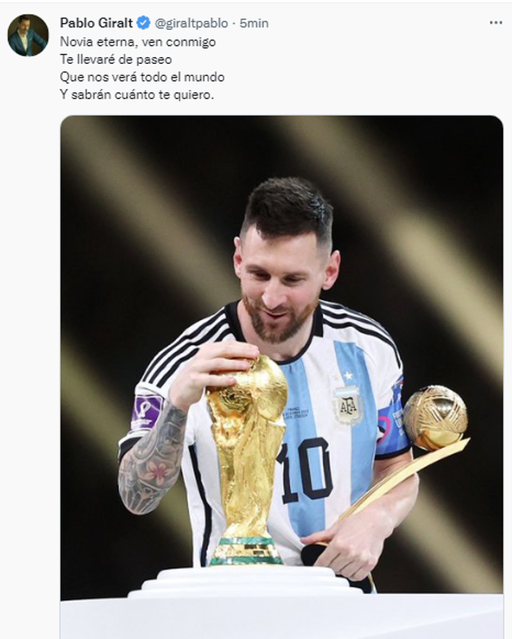 El periodista argentino Panlo Giralt le dedicó un mensaje a Lionel Messi.