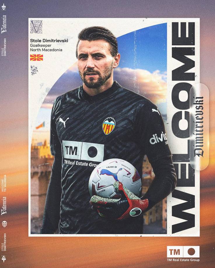El Valencia anunció este miércoles el fichaje del portero macedonio Stole Dimitrievski, que llega procedente del Rayo Vallecano, en el que ha militado las últimas seis temporadas y con el que ha disputado 127 partidos en la máxima categoría.
