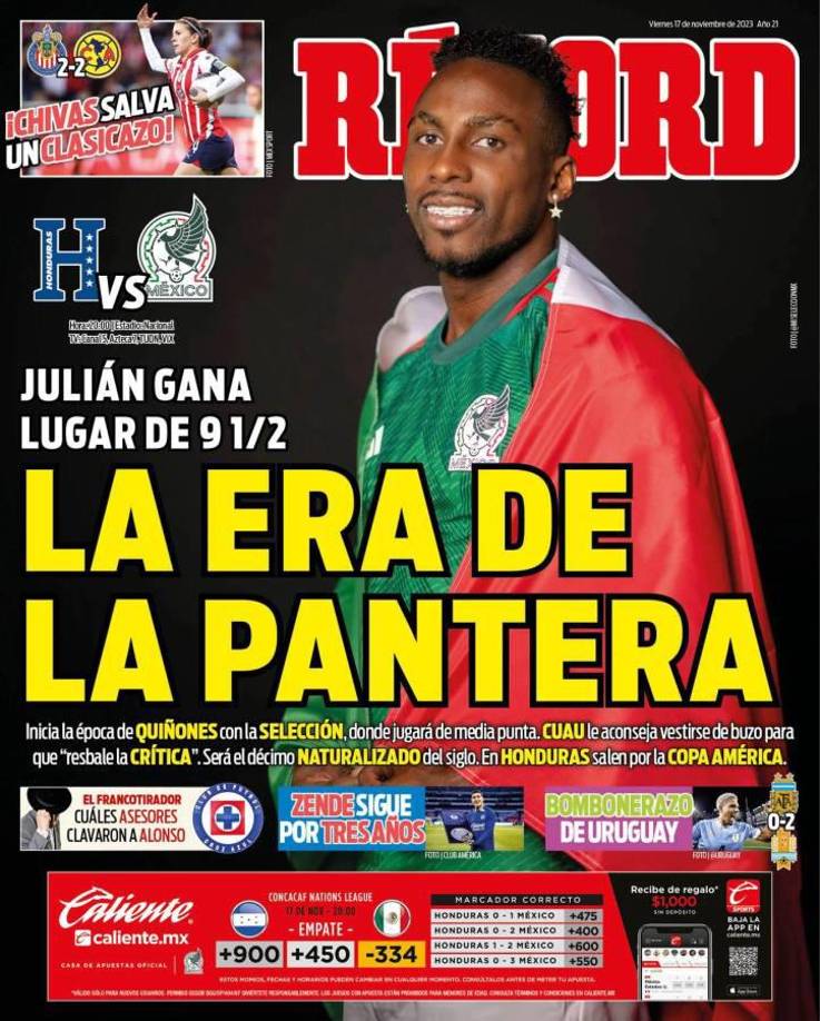 ”La era de la pantera”, tituló el diario Récord. El jugador de sangre colombiana debutará este viernes contra Honduras.