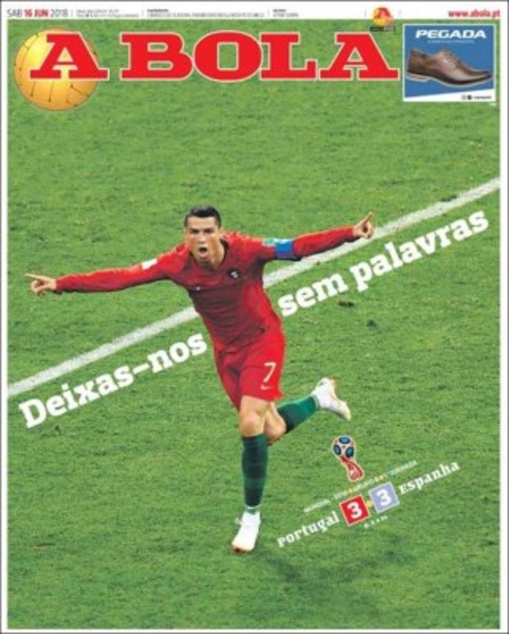 El diario A Bola de Portugal se quedó 'sin palabras' en su portada.