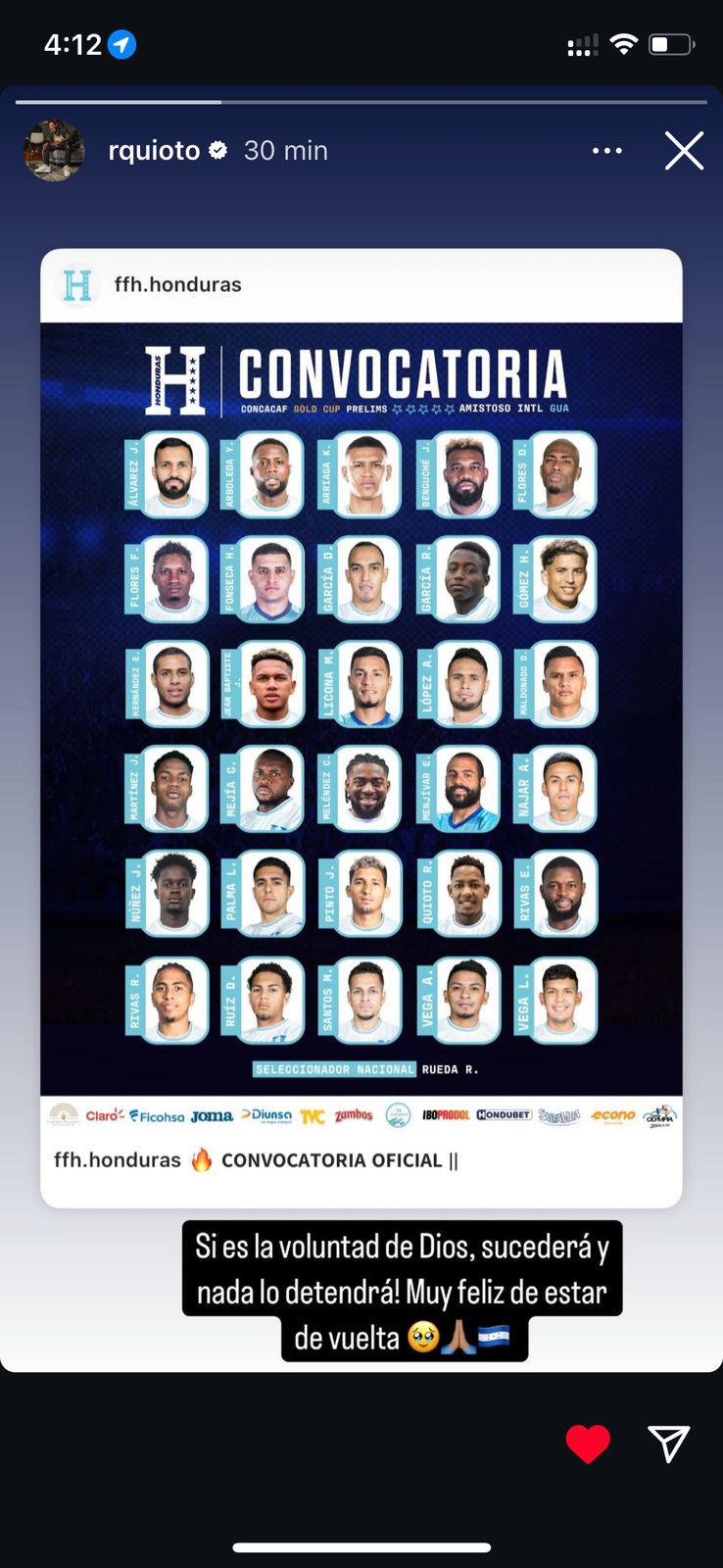 Posteo de Romell Quioto en su cuenta de Instagram.