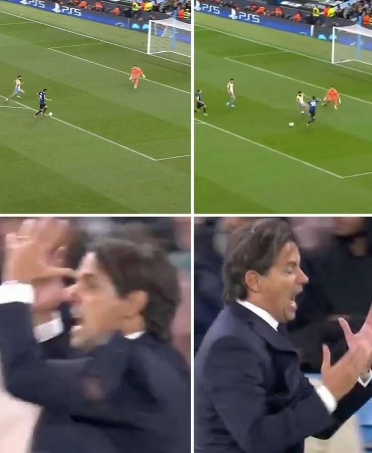 La inexplicable decisión de Matteo Darmian al no definir frente al arco del City y a Simone Inzaghi no lo podía creer.