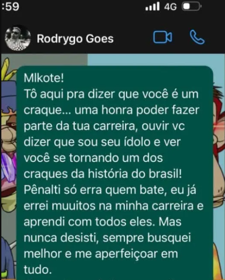 Chat con RodrygoNeymar: “Estoy acá para decirte que sos un crack... ¡Es un honor poder ser parte de tu carrera, escucharte decir que soy uno de tus ídolos”