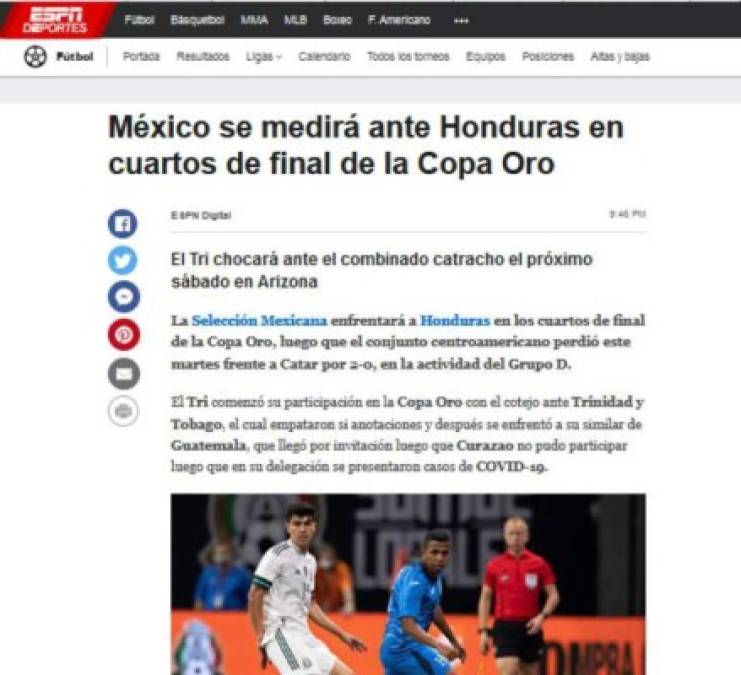Lo que dicen en México sobre el duelo ante Honduras por la Copa Oro: 'Se viene una guerra'