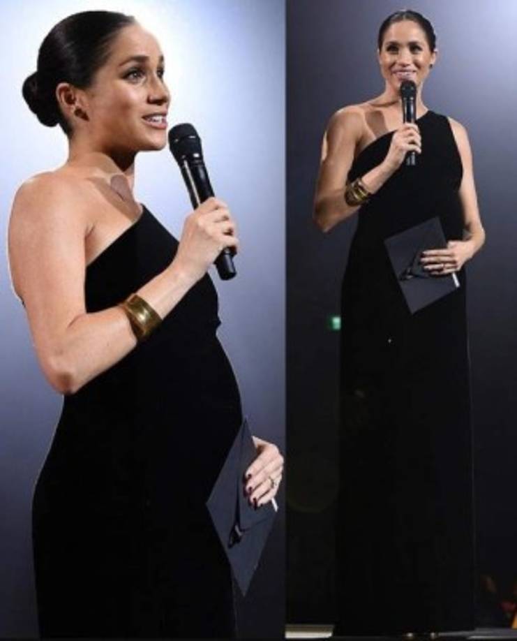 Meghan Markle tuvo una aparición especial para entregar el premio a diseñadora del año a Clare Waight Keller, diseñadora de Givenchy, quien fue la encargada de diseñar el vestido de novia que Meghan usó en su boda con el príncipe Harry el pasado 19 de mayo.