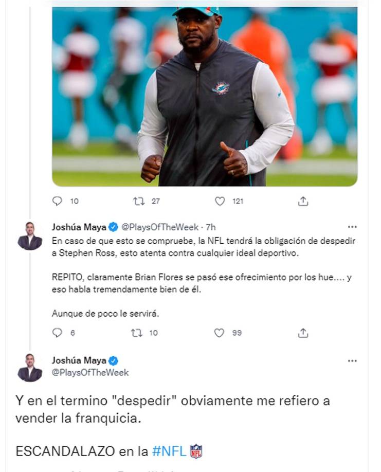 Joshúa Maya siguió hablando del “escandalazo en la NFL”, como él considera el caso de Brian Flores.