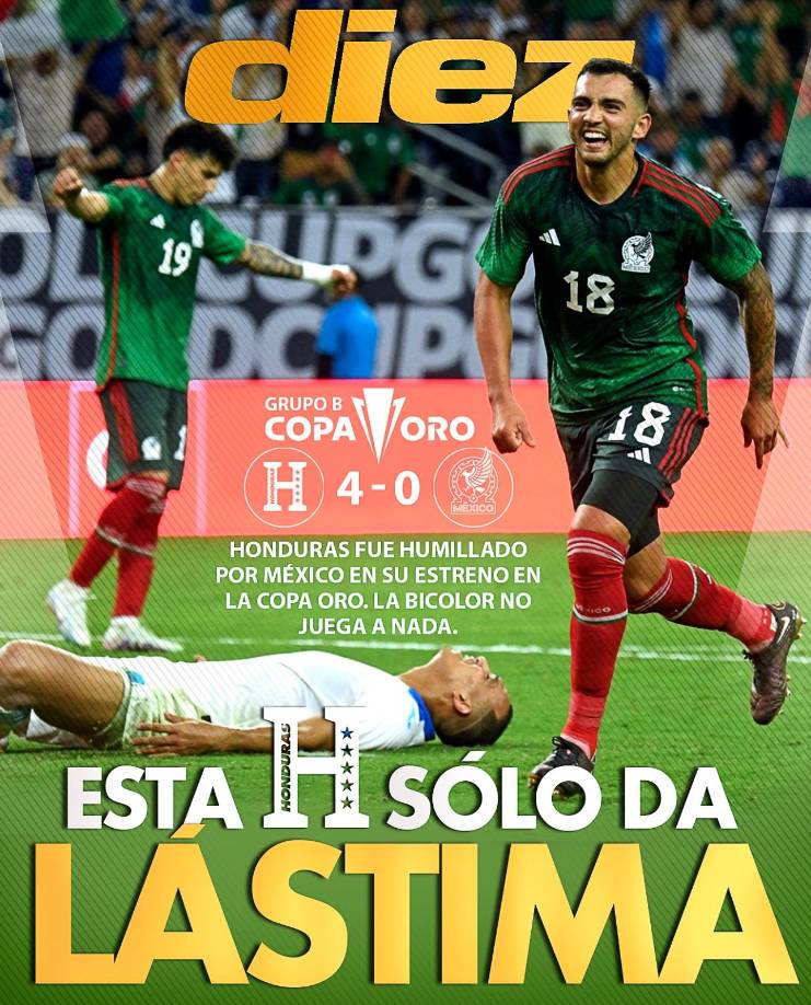 Portada digital de Diario DIEZ sobre la goleada de Honduras ante México.