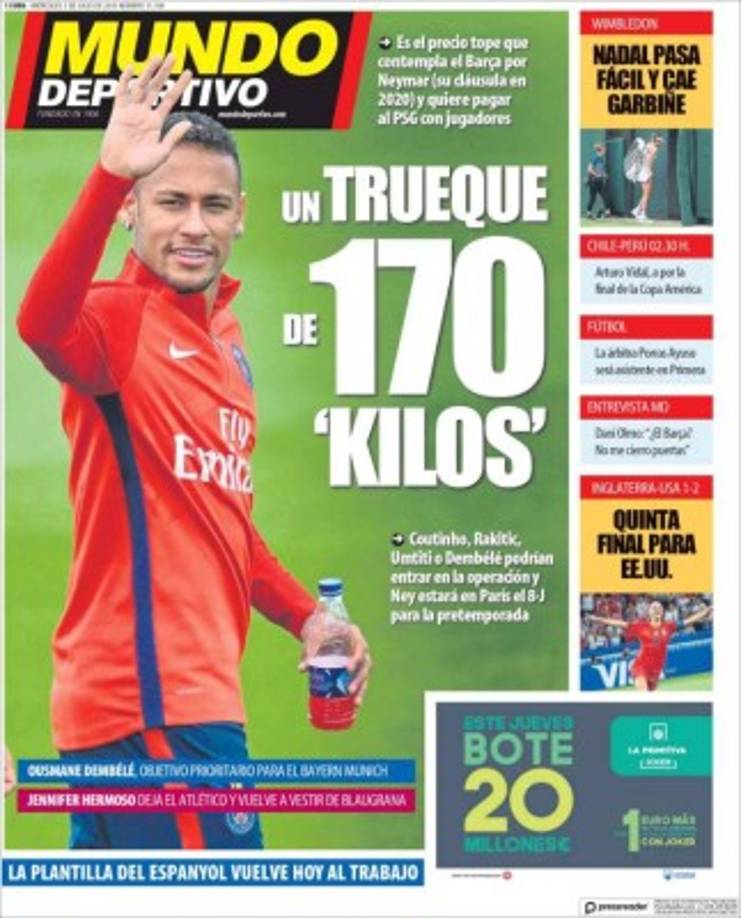 La portada del diario Mundo Deportivo de España.
