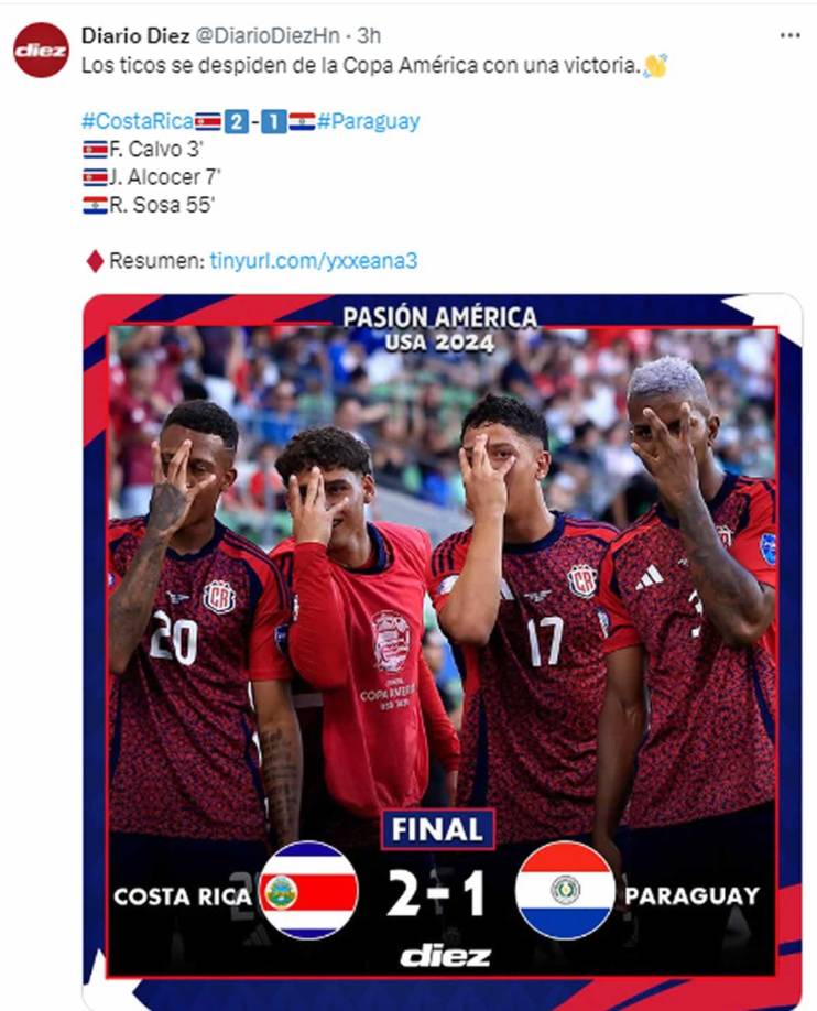 Diario Diez - “Los ticos se despiden de la Copa América con una victoria”.