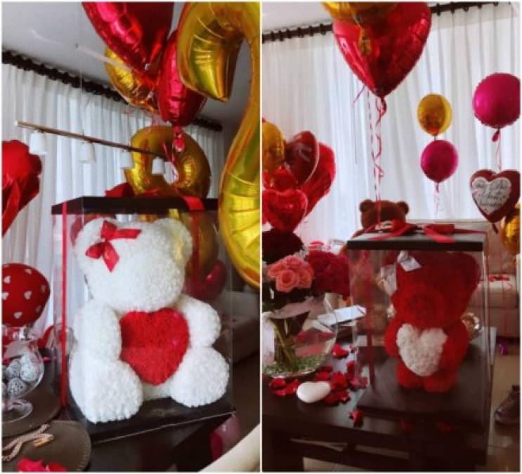 Siendo también su primer día de San Valentín juntos, el reguetonero agasajó a Karol G con flores y globos acordes con la festividad.