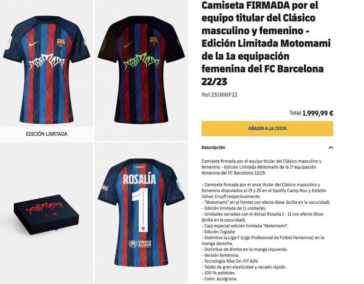 El club ha decidido ir más allá y lanzar una versión todavía más exclusiva. Un total de 22 camisetas únicas, numeradas del 1 al 11 en las versiones masculina y femenina, con dorsales fluorescentes y las firmas del once inicial del equipo titular en el Clásico (tanto masculino como femenino) salieron a la venta por 2 mil euros.