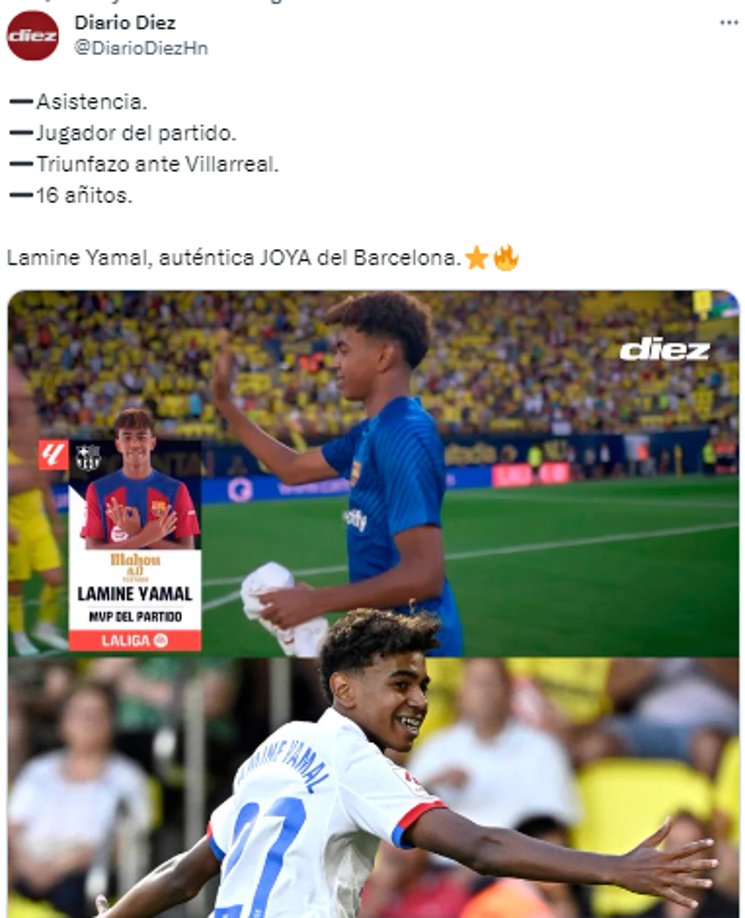 El futbolista de 16 años fue ovacionado por el Estadio La Cerámica tras su gran participación. 