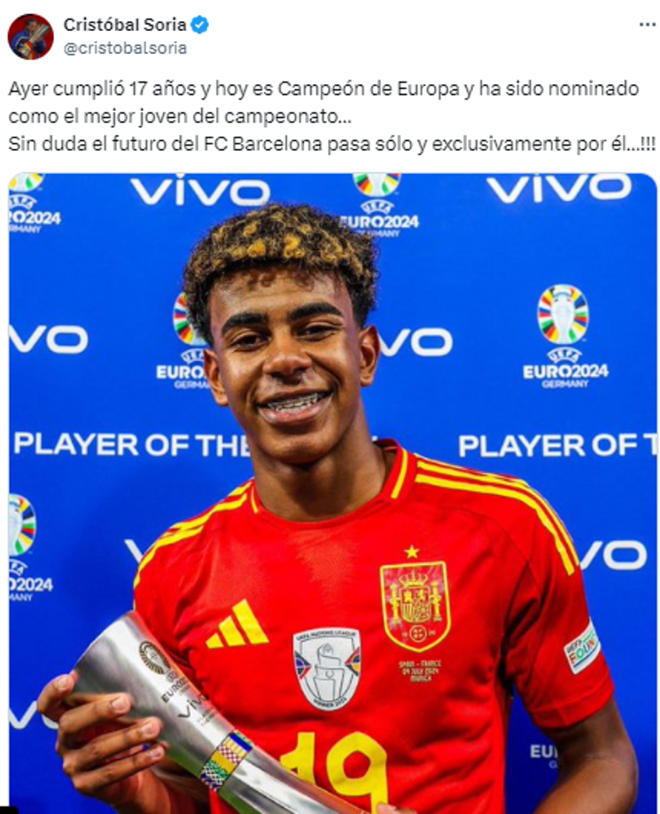 El periodista español, Cristóbal Soria: “Sin duda el futuro del FC Barcelona pasa sólo y exclusivamente por él...”