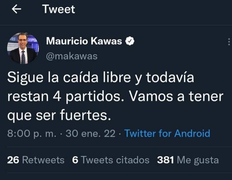 Mauricio Kawas por su parte expresó que Honduras sigue en caída libre.